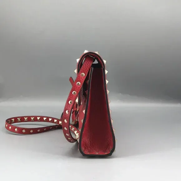 Valentino Garavani Rockstud Small Crossbody Bag Red Grainy Calfskin - Picture 6 of 15